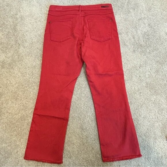 Anthropologie Pilcro and the Letterpress Coral Red Script Faded Crop Raw Hem 30 - Picture 2 of 16